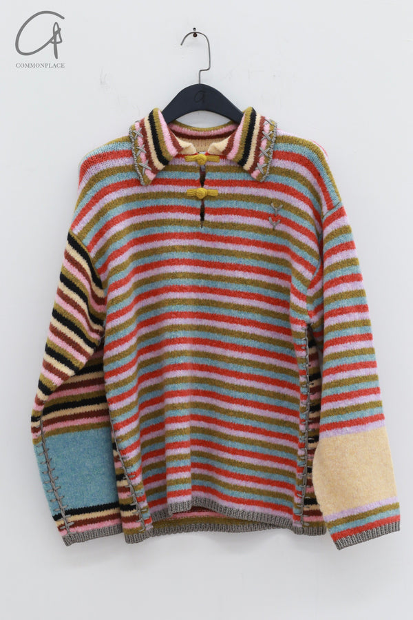 YANYAN KNITS striped lapel pullover YYK-YYW23-1531-TW striped